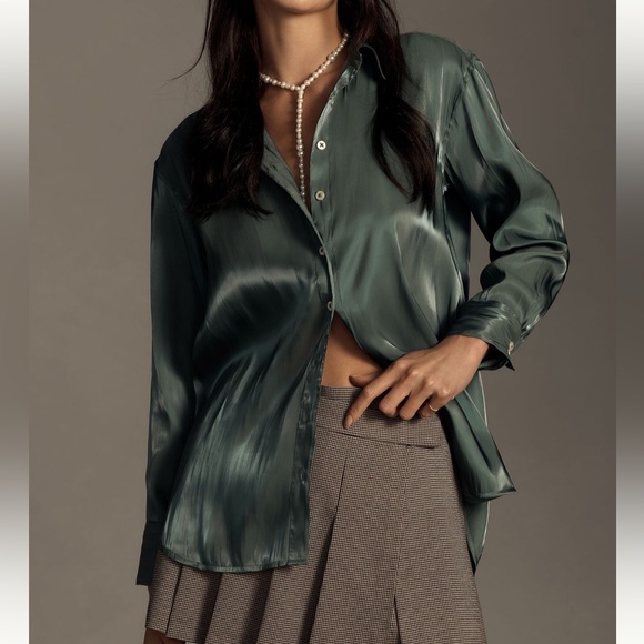 Anthropologie Tops - By Anthropologie Silky Iridescent Buttondown Shirt